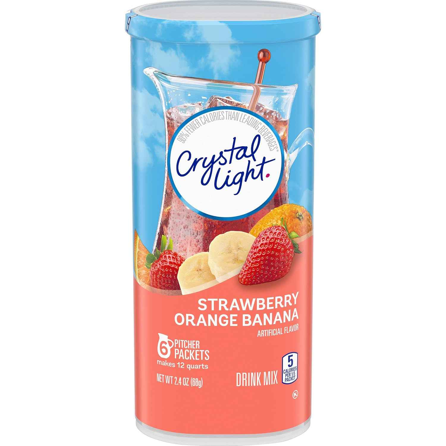 Crystal Light Lemonade Naturally Flavored with other natural flavor Powdered Drink Mix, 72 ct Pitcher Packets, 12 Canisters of 6 Pitcher Packets
