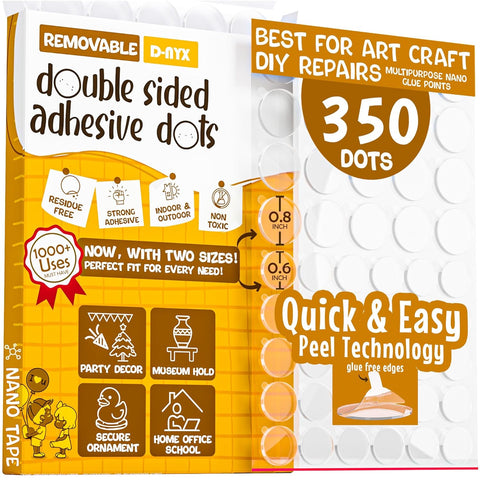 Double Sided Tape Adhesive Dots Stickers 280, 350, 450, 550 or 700 Pack Removable Putty No Trace Clear Sticky Tac Blue Sticky Tack Balloon Tassels Picture Hanging Strips (350 Sticky Dots)