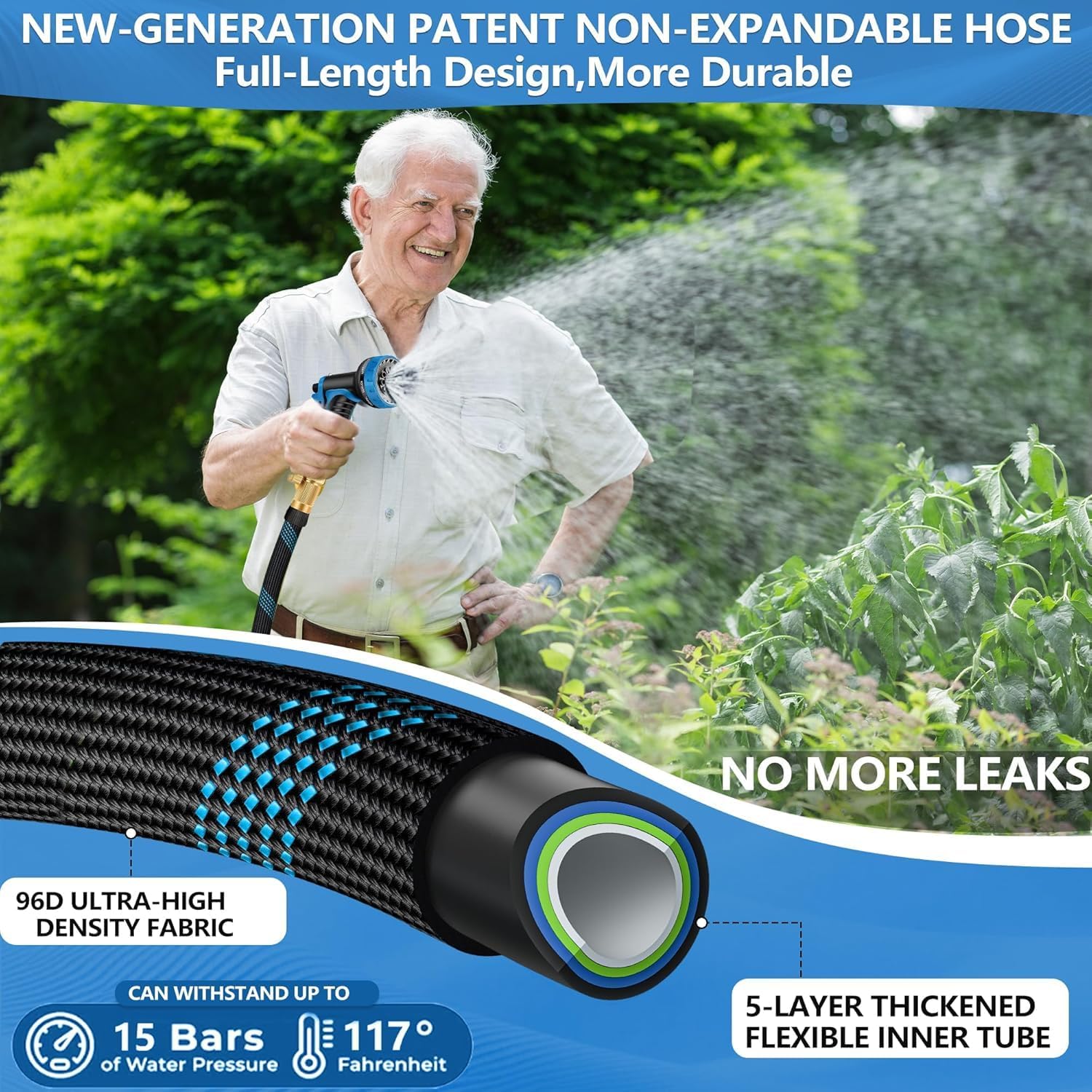 75 FT Non-Expandable Garden Hose, 2026 New Upgraded Flexible Water Hose, Ultra Lightweight Non-Expanding hoses with 10 Function Sprayer, Leak proof, Pressure Resistant for Yard, Outdoor