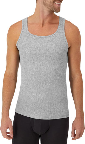 Hanes Men's Tank Undershirt Pack, Cotton Tank Undershirt, Moisture-Wicking, Breathable, White or Grey/Black, Multi-Pack