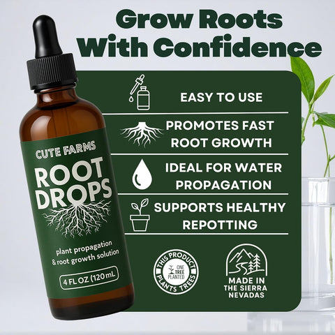 Root Drops - Liquid Rooting Booster | Rapid Growth, Stronger Root System, Reduced Transplant Shock | Ideal for Water, Soil, Leca | Perfect for Indoor Plants: Pothos, Monstera, Philodendron (4 oz)