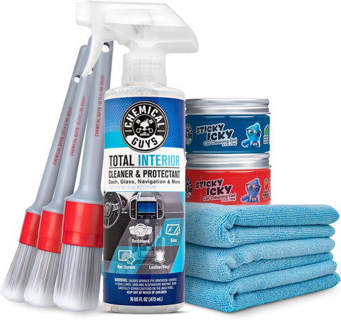 Chemical Guys, 9-Piece Interior Car Cleaning Kit, Cleaner, Gel, Brushes