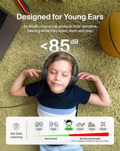 Belkin SoundForm Mini Wired Kids Headphones, On Ear, USB C to 3.5mm Adapter