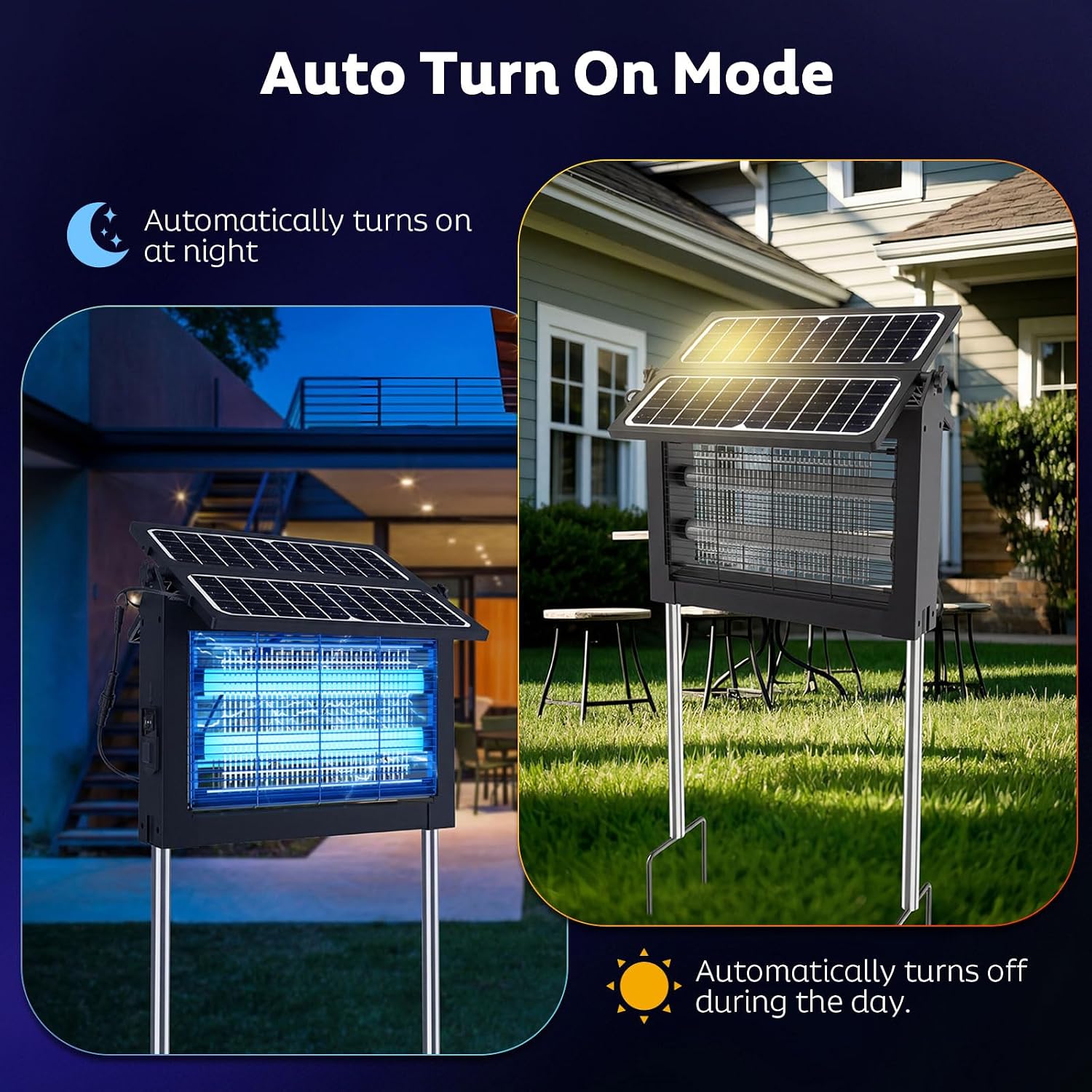 OnBeam Solar Bug Zapper Outdoor, Dual Solar Powered 4500V Mosquito Killer