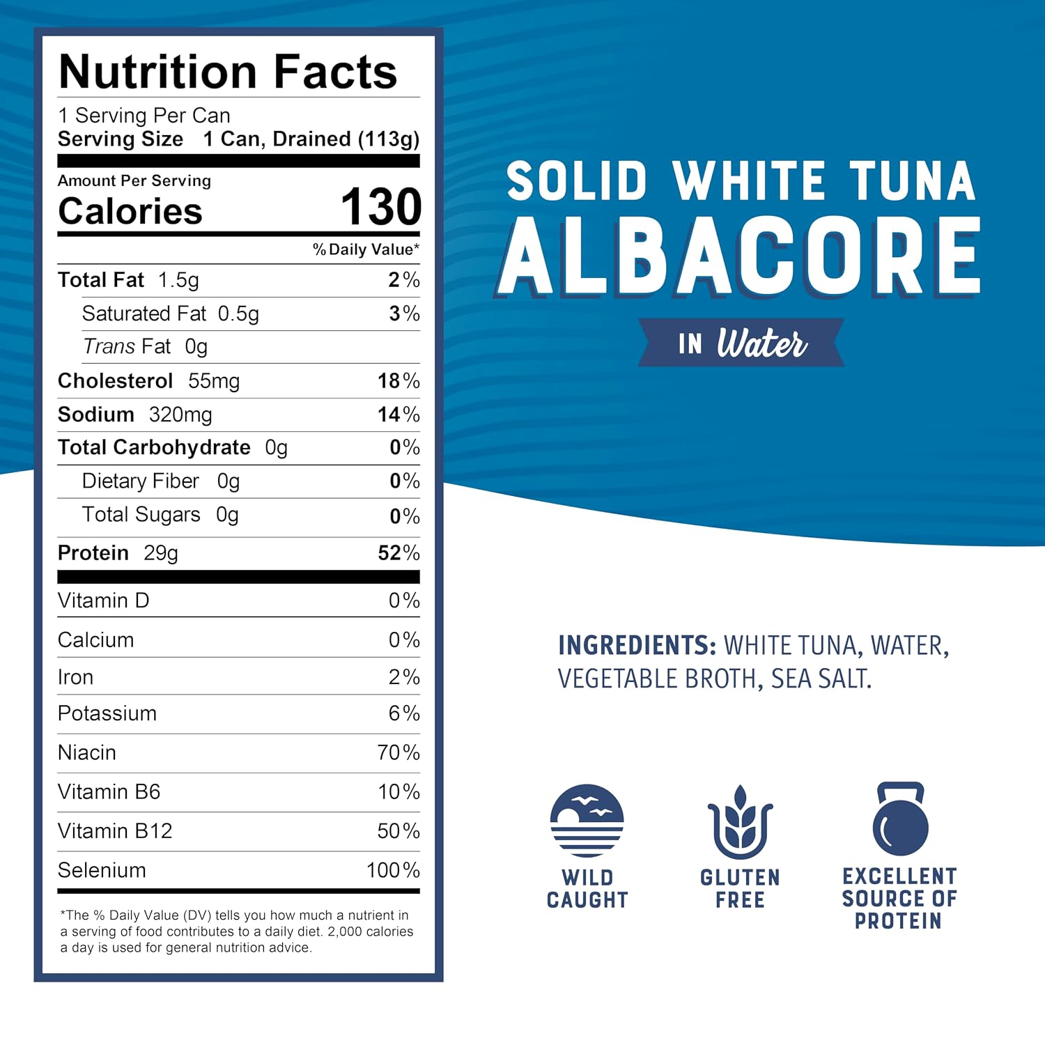 Bumble Bee Solid White Albacore Tuna in Water, 5 oz (Pack of 24) | Wild Caught Tuna, 29g Protein per Can, High in Omega-3s, Non-GMO, Gluten Free, Kosher