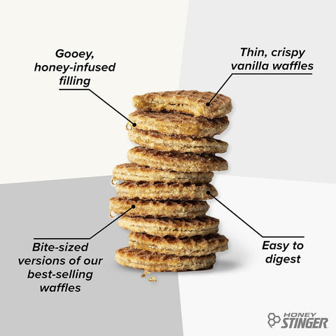 Honey Stinger Organic Mini Vanilla Waffles, Energy Stroopwafel for Exercise, Endurance and Performance, Sports Nutrition for Home & Gym, Pre and Post Workout, 5 Bags, 26.5 Ounces