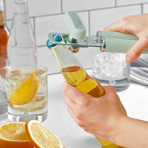 KitchenAid Classic Multifunction Can Opener and Bottle Opener Easy to Use, Razor Sharp Stainless Steel Cutting Wheel, Soft Ergonomic Handles, Pistachio