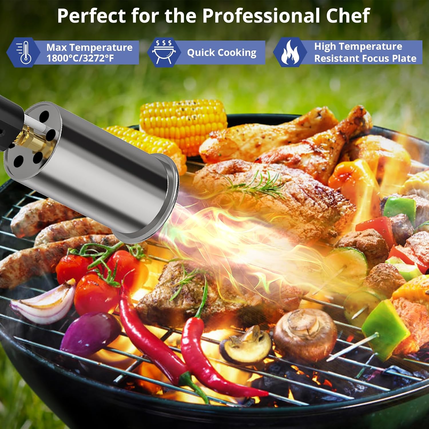 Sondiko Powerful Grill & Cooking Propane Torch L8010, Black & Grey