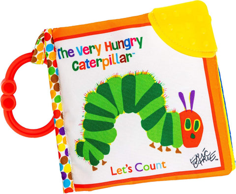 Let's Count Soft Book - World of Eric Carle the Very Hungry Caterpillar Baby on the Go Clip Teething Crinkle Soft Sensory Book for Babies, 5.25x5.25 Inch
