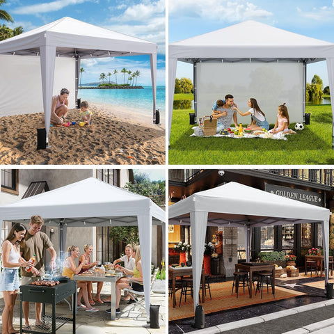 Driftalia 10x10 Pop Up Canopy Tent with Sidewalls, One-Push Instant Setup