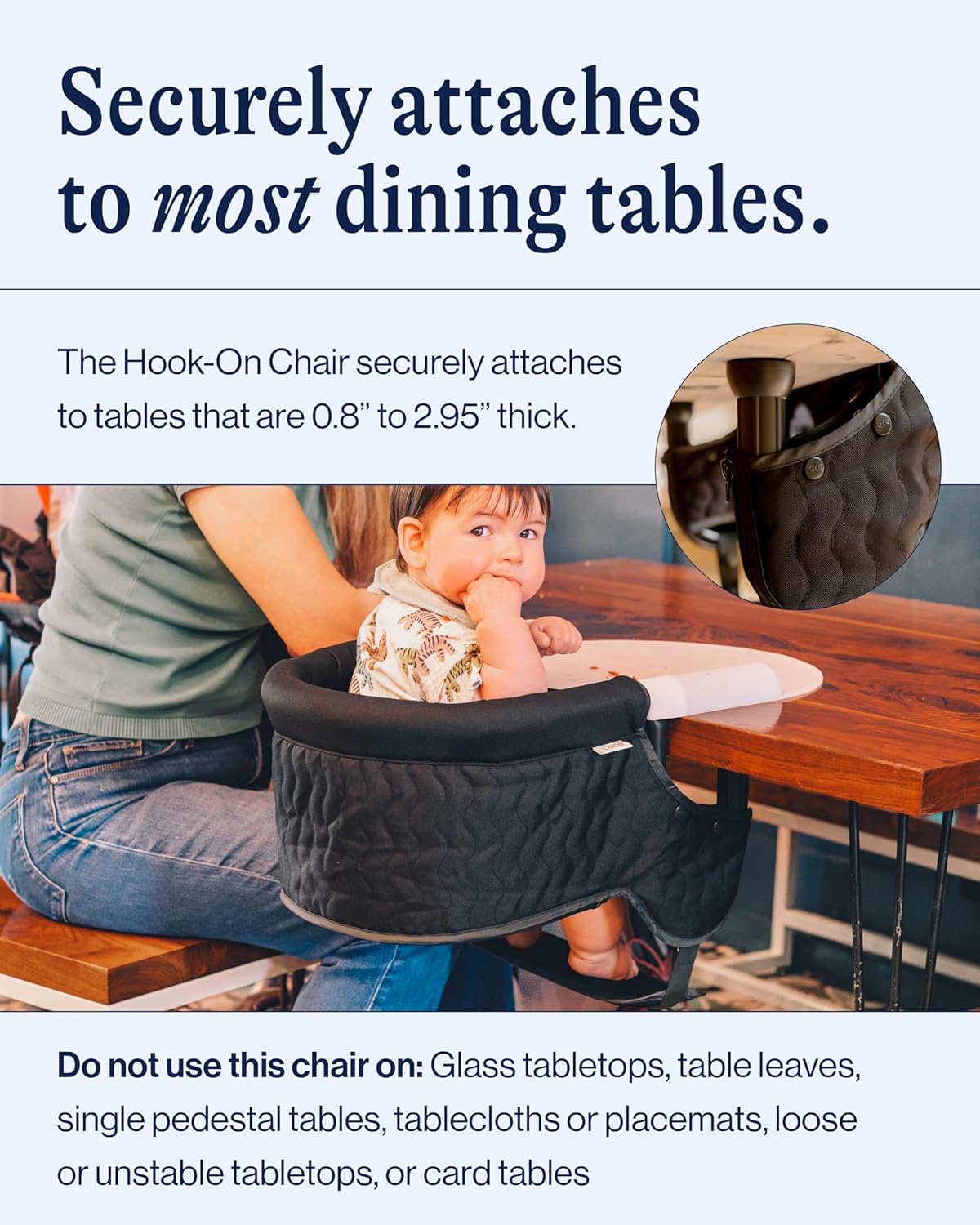 Lalo The Hook-On Chair, Portable Baby High Chair, Silicone Tray & Footrest