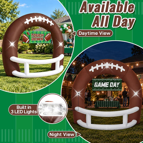 8FT Brown White Inflatable Football Helmet Arch with LED Lights