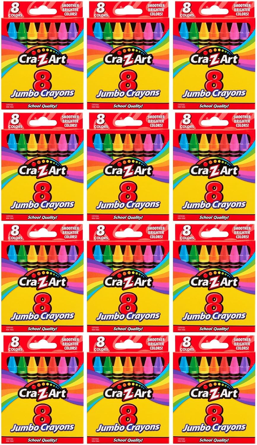 Cra-Z-Art 8ct Jumbo Crayons for Children, Back to School Essential for Ages 3 and Up