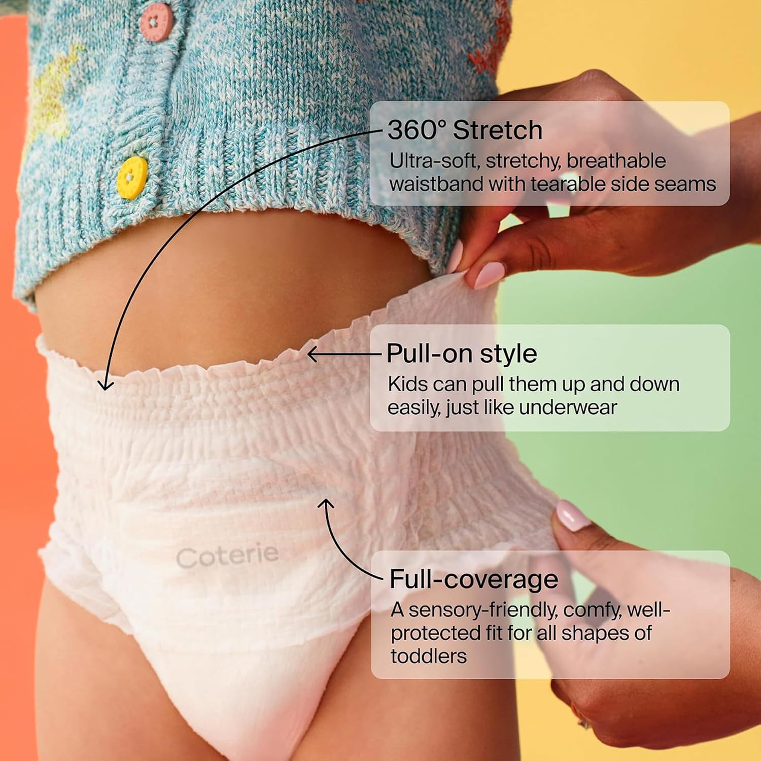 Coterie The 360° Pull-On Training Pants | Size 2T/3T (20-34 lbs), 136 Count