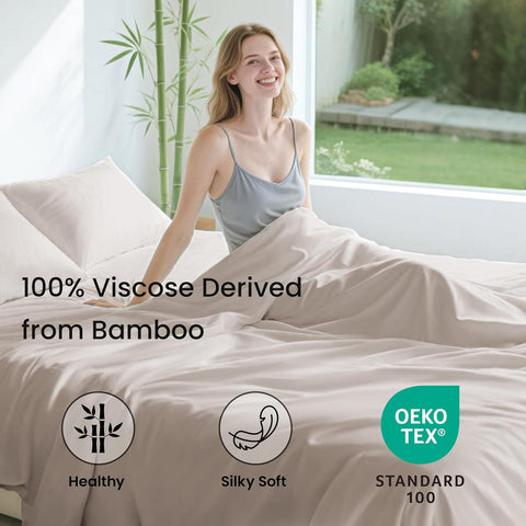 Love's cabin 100% Rayon Derived from Bamboo, Queen Sheet Set, 6 Pieces