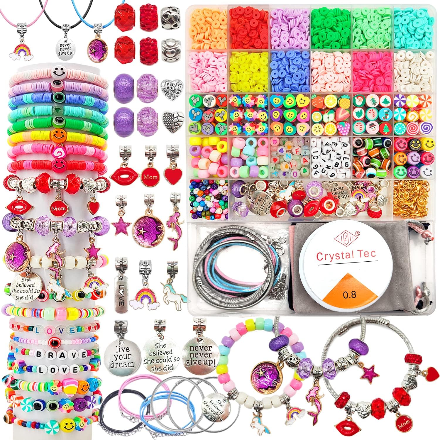 leitait Girls Toys Bracelet Making Kit - 3000pcs Charm Jewelry Making Kit Supplies,Easter Basket Stuffers,Unicorn/Mermaid Crafts Birthday Gifts for Girls Ages 5 6 7 8 9 10 11 12 Years Old