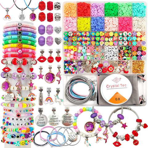 leitait Girls Toys Bracelet Making Kit - 3000pcs Charm Jewelry Making Kit Supplies,Easter Basket Stuffers,Unicorn/Mermaid Crafts Birthday Gifts for Girls Ages 5 6 7 8 9 10 11 12 Years Old