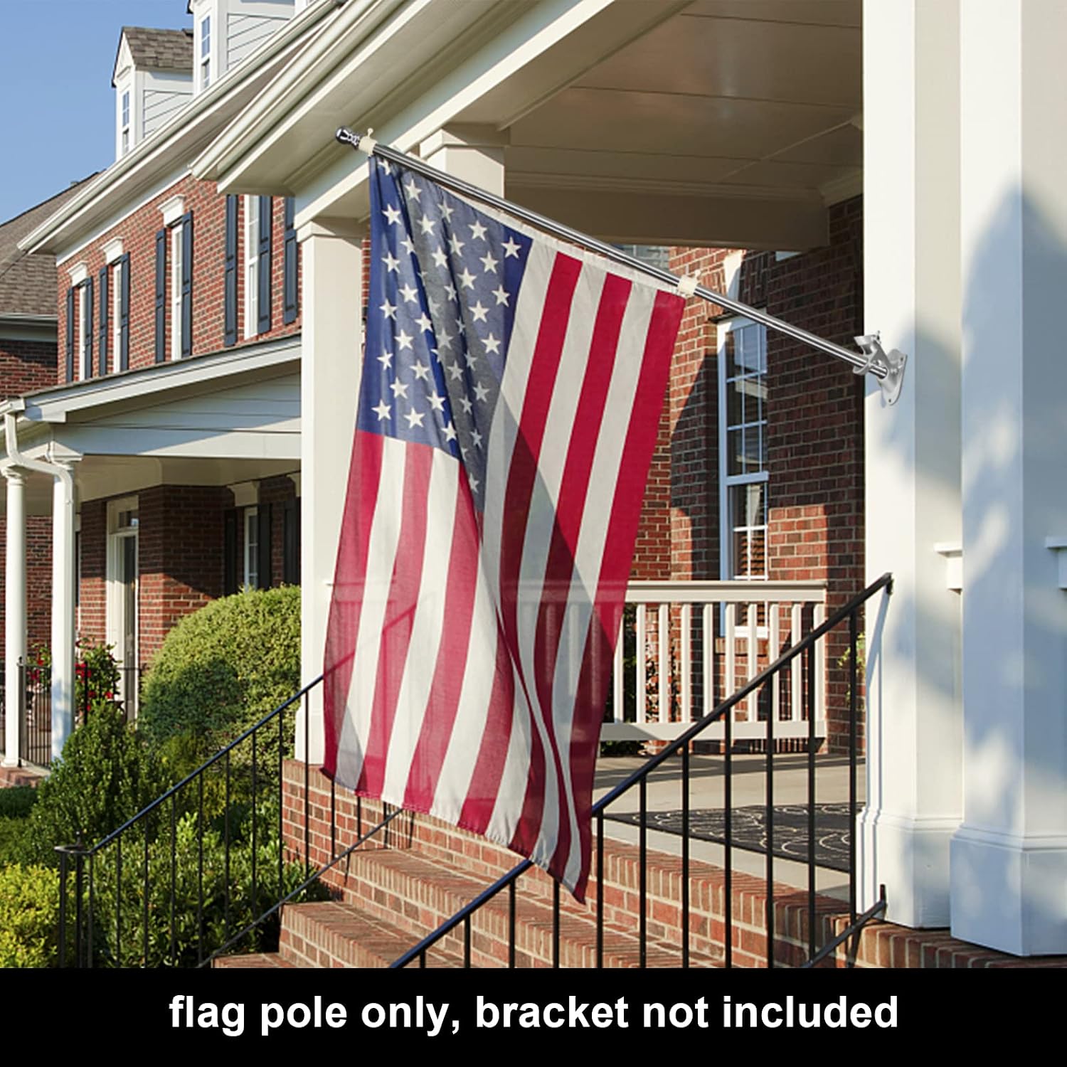 COCONUT 6FT Stainless Steel Tangle Free Flag Pole, for 3x5 American Flag, House Porch Residential Commercial Use, Silver (Bracket Not Included)