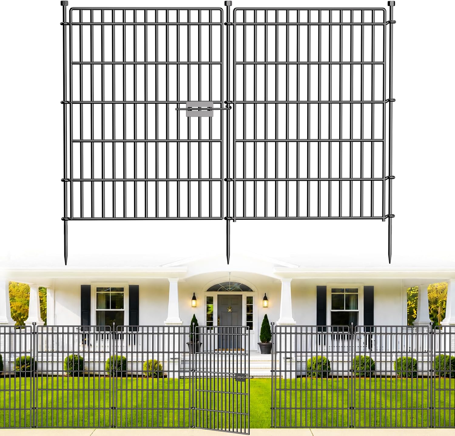 No Dig Garden Fence, Dog Fencing Outdoor for Yard, 10 Panels with Gate