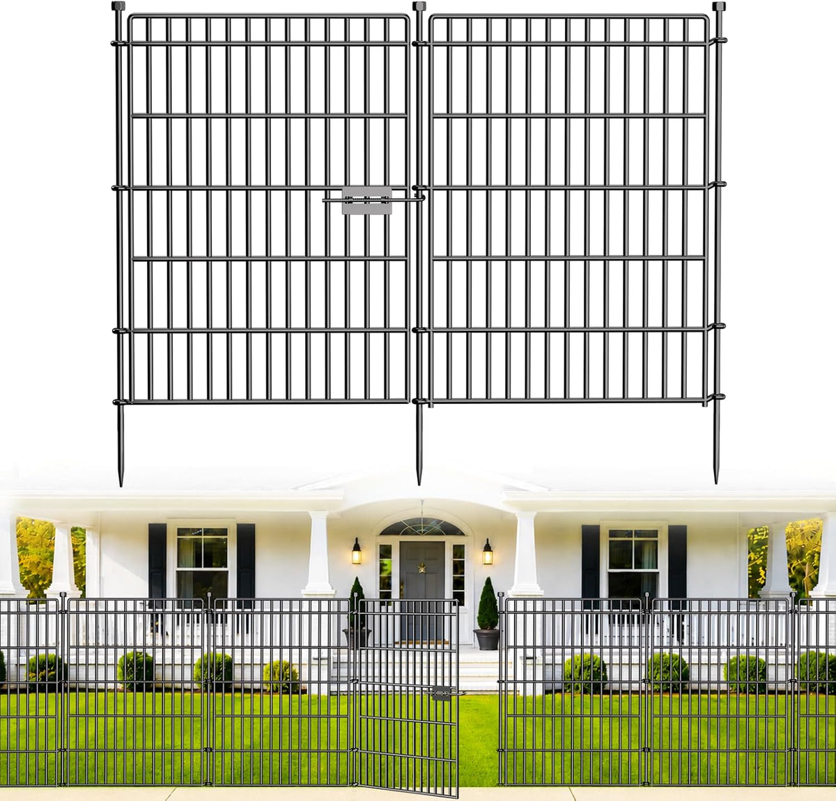 No Dig Garden Fence, Dog Fencing Outdoor for Yard, 10 Panels with Gate