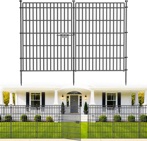 No Dig Garden Fence, Dog Fencing Outdoor for Yard, 10 Panels with Gate