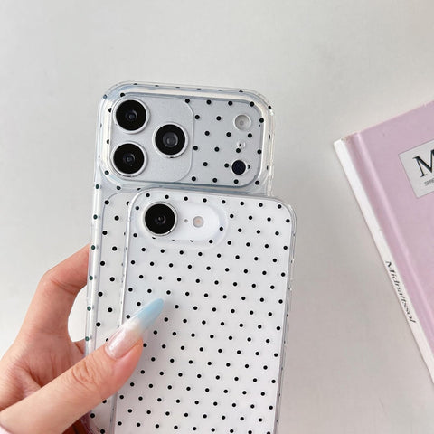 QLTYPRI Cute Polka Dot Phone Case for iPhone SE 3rd/2nd/8/7, Clear|Black