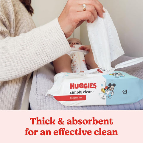 Huggies Simply Clean Baby Wipes, Unscented, 1 Pack, 64 Wipes