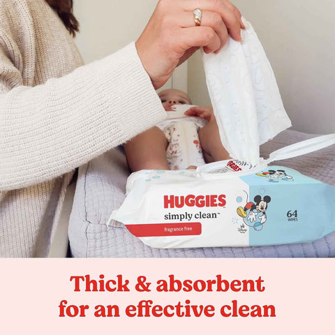 Huggies Simply Clean Baby Wipes, Unscented, 3 Packs, 192 Wipes