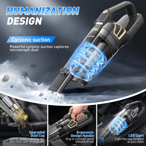 CKIKH Handheld Vacuum Cordless, 15000PA Hand Held Car Vacuum Cleaner