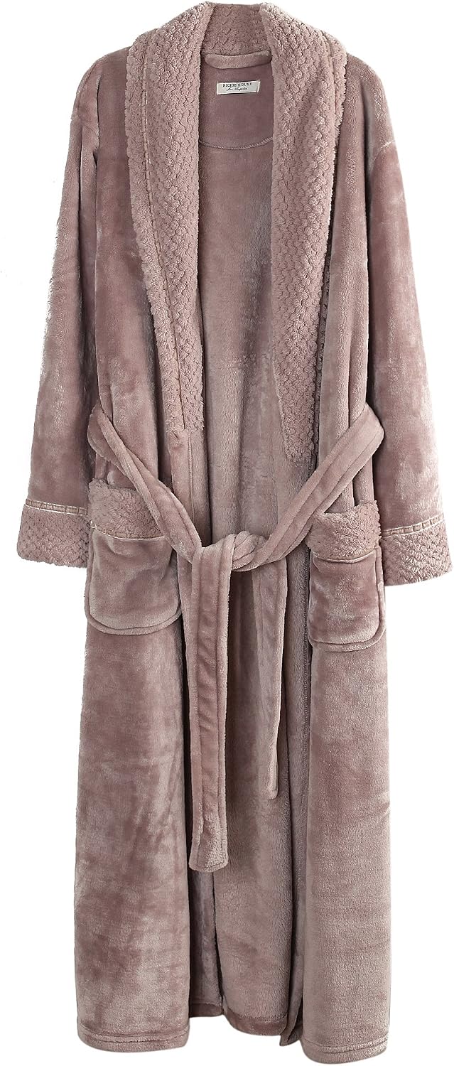 Richie House Women's Plush Soft Warm Fleece Bathrobe Robe RH1591
