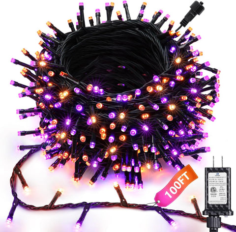 Joomer Orange Purple Halloween Lights, 100FT 300LED Plug-in String Lights