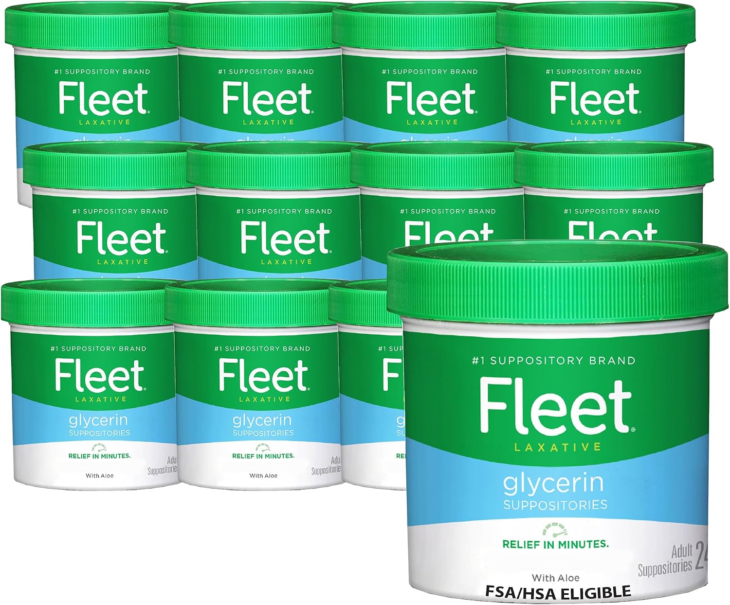 Fleet Laxative Glycerin Suppositories for Adult Constipation, 50 Count, 12 Pack
