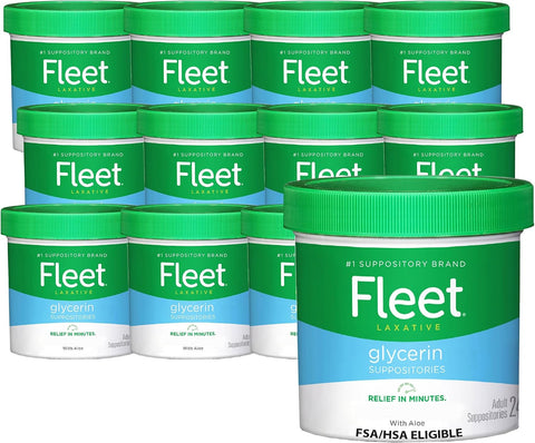 Fleet Laxative Glycerin Suppositories for Adult Constipation, 50 Count, 12 Pack