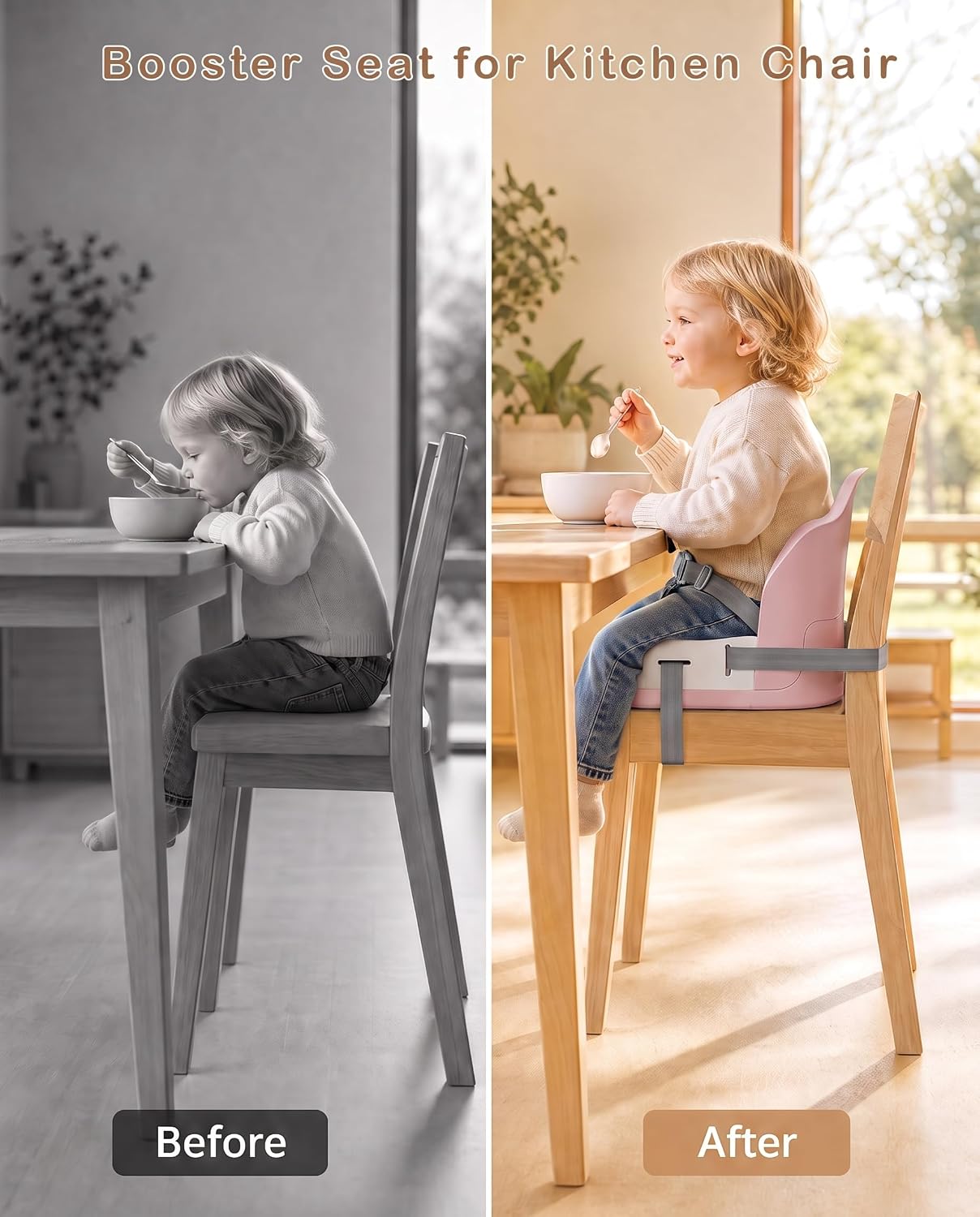 UBRAVOO Booster Seat for Kitchen Chair for Babies and Toddlers Pink