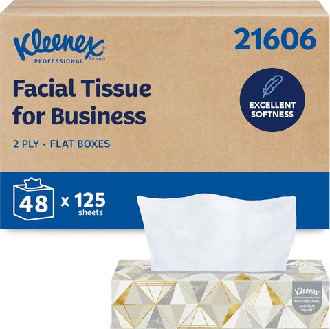 Kleenex Professional Facial Tissue, Bulk, 48 Boxes x 125 Tissues (21606)