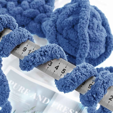 HOMBYS Country Blue Chunky Chenille Yarn for Crocheting and Knitting, Super Bulky Hand Knitting Blanket Yarn, Soft Plush, Jumbo Pack (27 yds, 8 oz Each Skein)