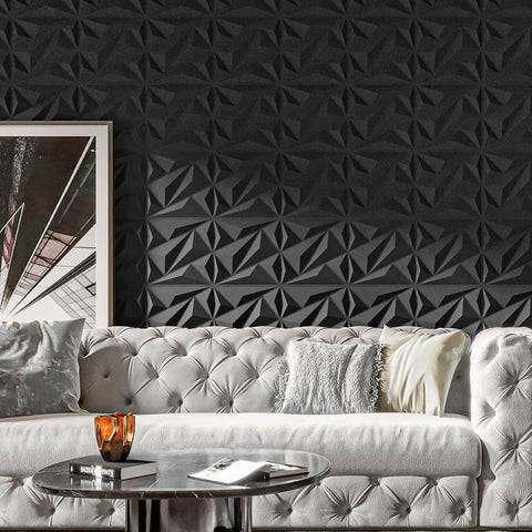 Art3dwallpanels 33 Pack 3D Wall Panels Diamond, Black, 12''x12''