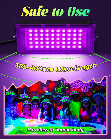 2 Pack 50W LED Black Light, Waterproof Blacklight for Glow Party, Halloween
