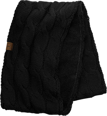 C.C Women's Winter Cable Knit Sherpa Lined Warm Infinity Pullover Scarf