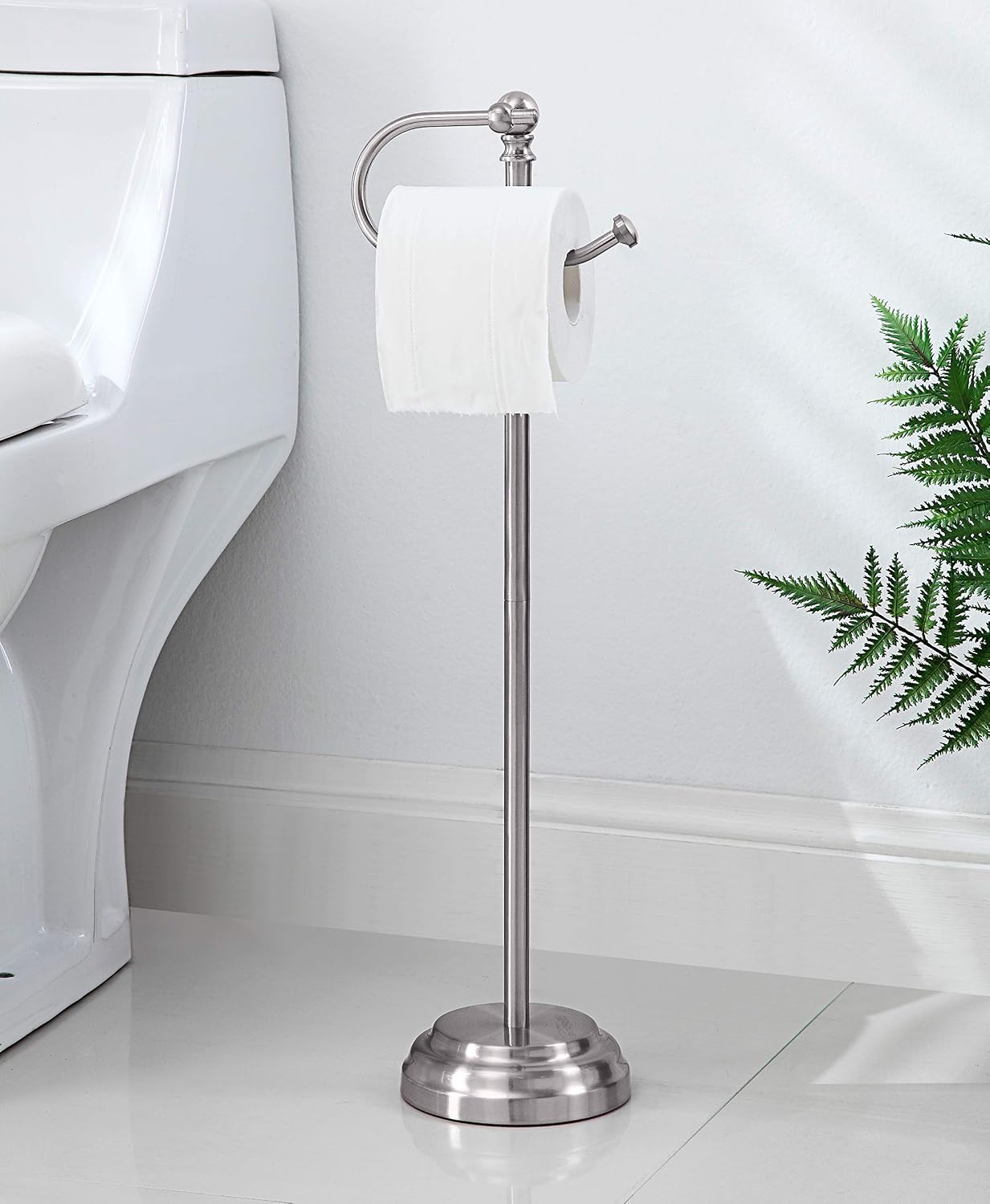 SunnyPoint Classic Bathroom Free Standing Toilet Tissue Paper Roll Holder Stand
