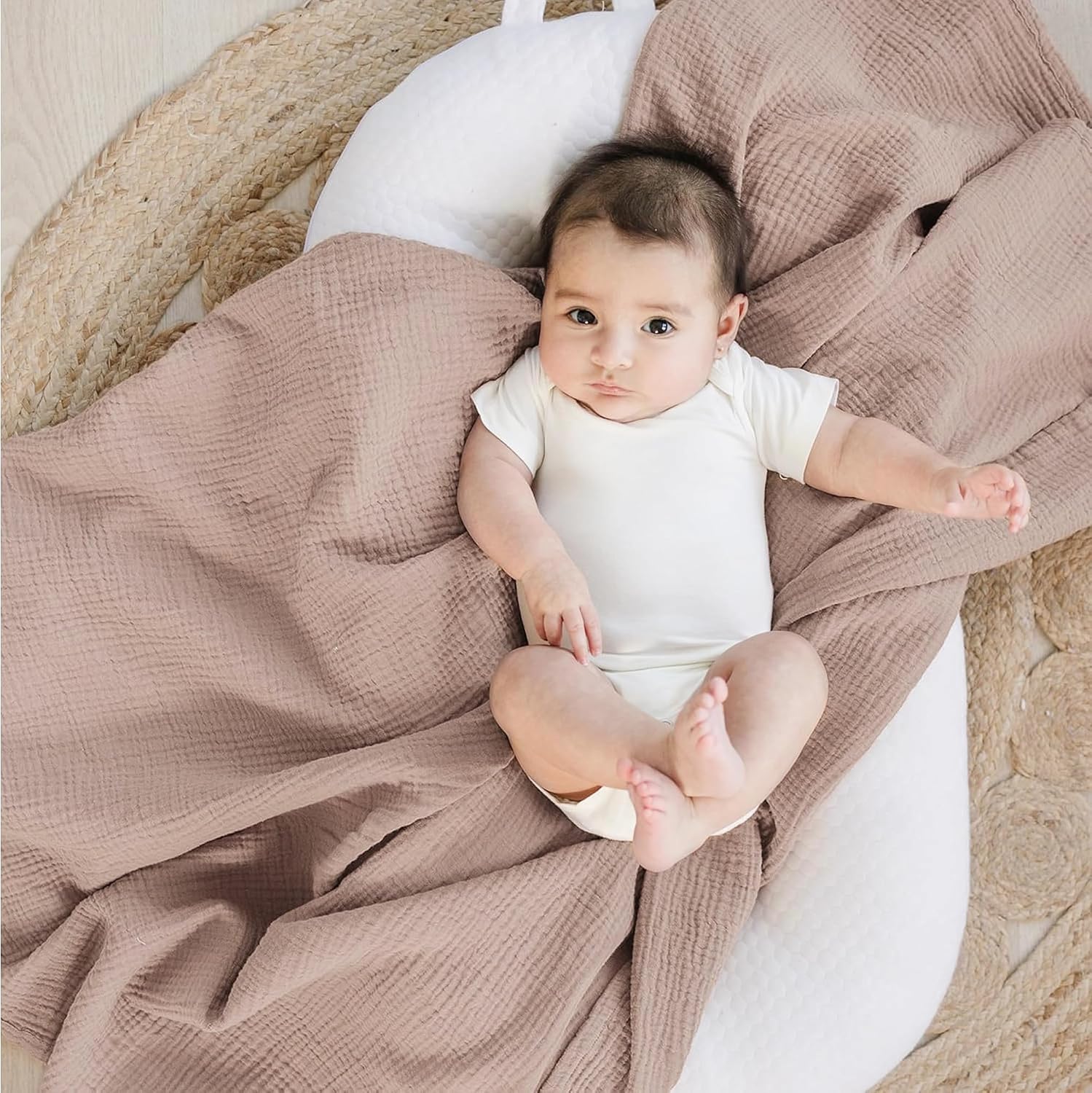 Konssy 3-Pack Muslin Baby Swaddle Blankets, 47 x 47 in Receiving Blankets