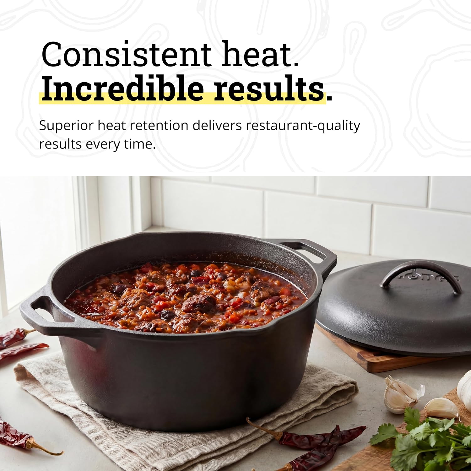 Lodge Cast Iron Dutch Oven with Loop Handle, Oven-Safe, 7 Quart