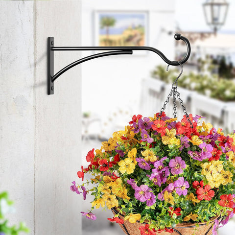 8 Inch 2 Pack Heavy-Duty Metal Plant Hanger Hooks, outdoor, Matte black