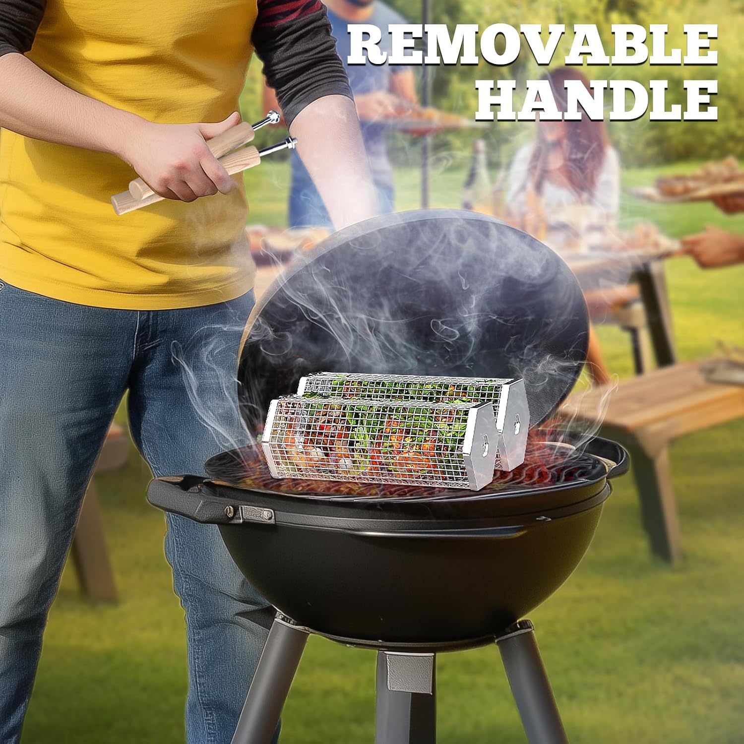 Rolling Grill Basket, Grilling Accessories, Outdoor Camping, Gifts for Men