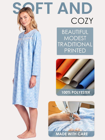Casual Nights Women's Cozy Long Sleeve Fleece Nightgown
