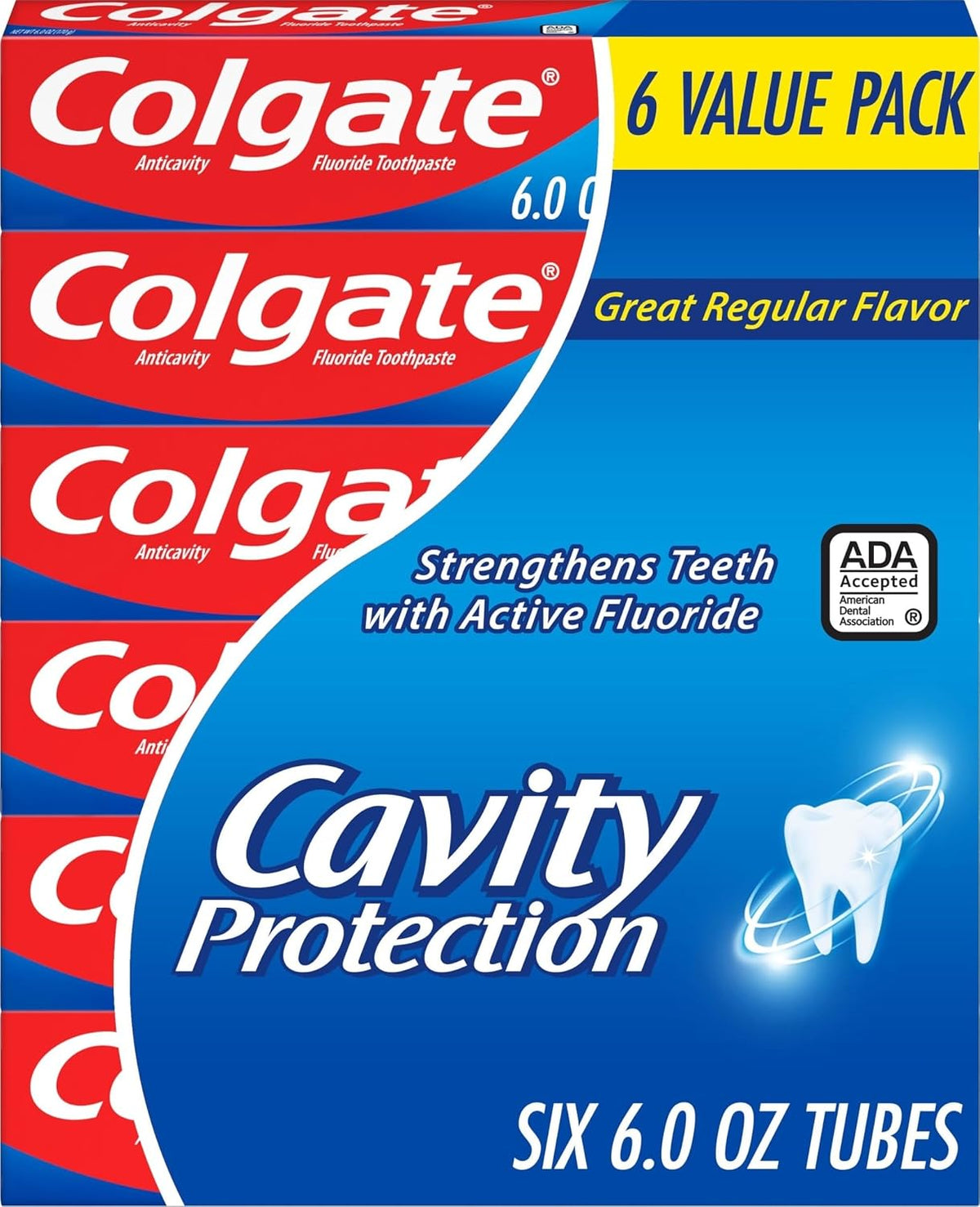 Colgate Cavity Protection Fluoride Toothpaste, Mint, 6 Pack, 6 oz
