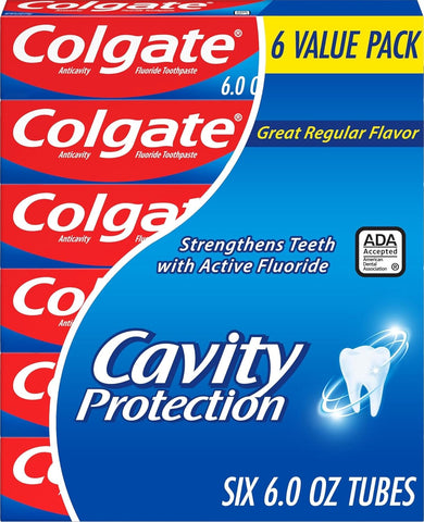 Colgate Cavity Protection Fluoride Toothpaste, Mint, 6 Pack, 6 oz