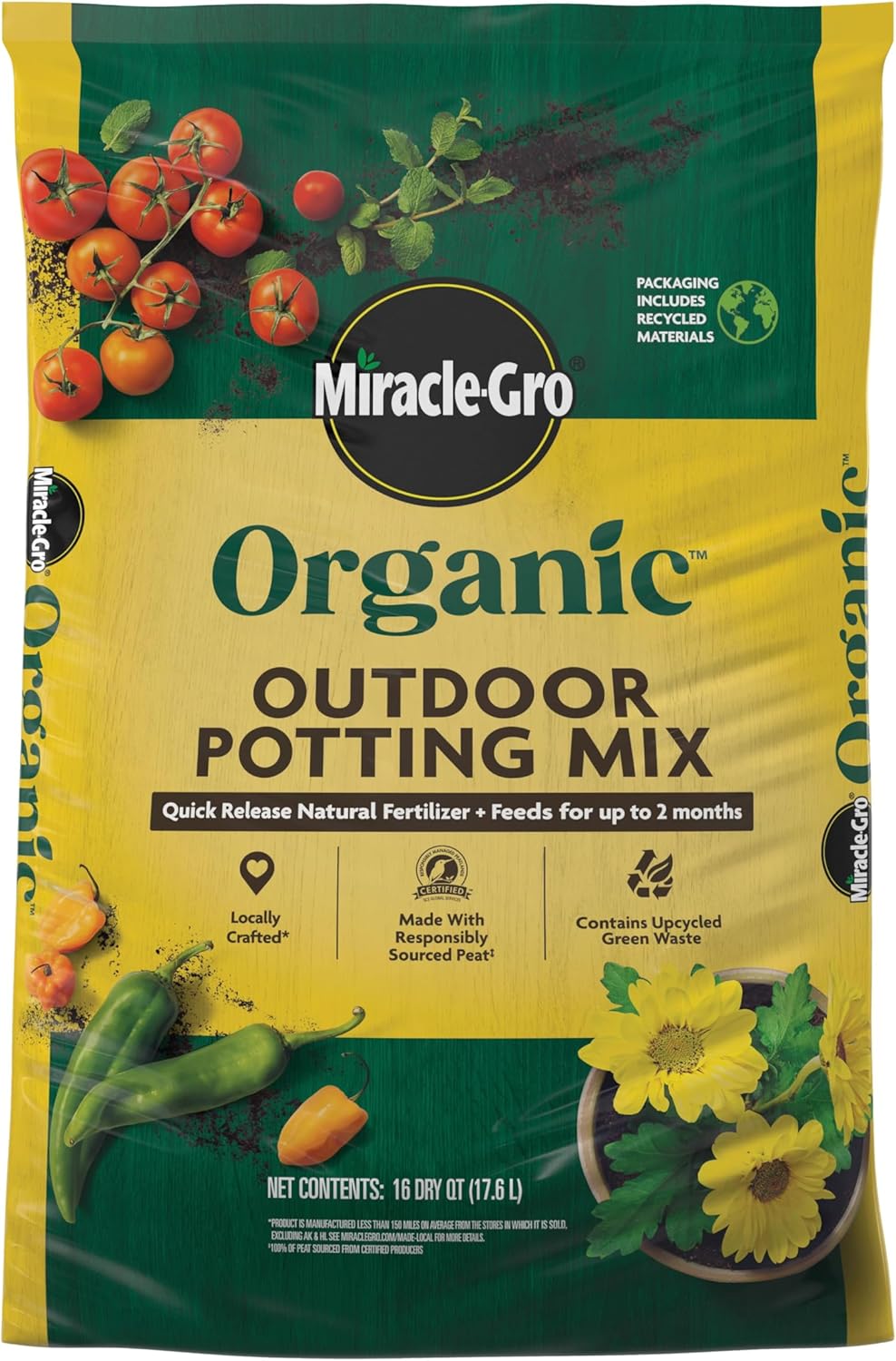 Miracle-Gro Organic Outdoor Potting Mix, 16 qt.