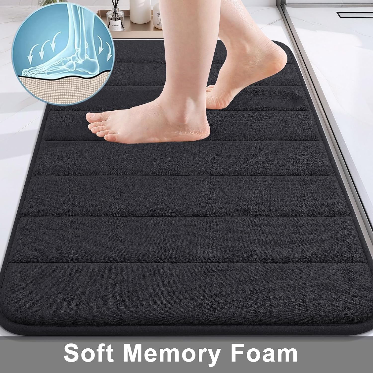 Buganda Memory Foam Bath Mat 24 x 16, Ultra Soft Absorbent Bathroom Rugs