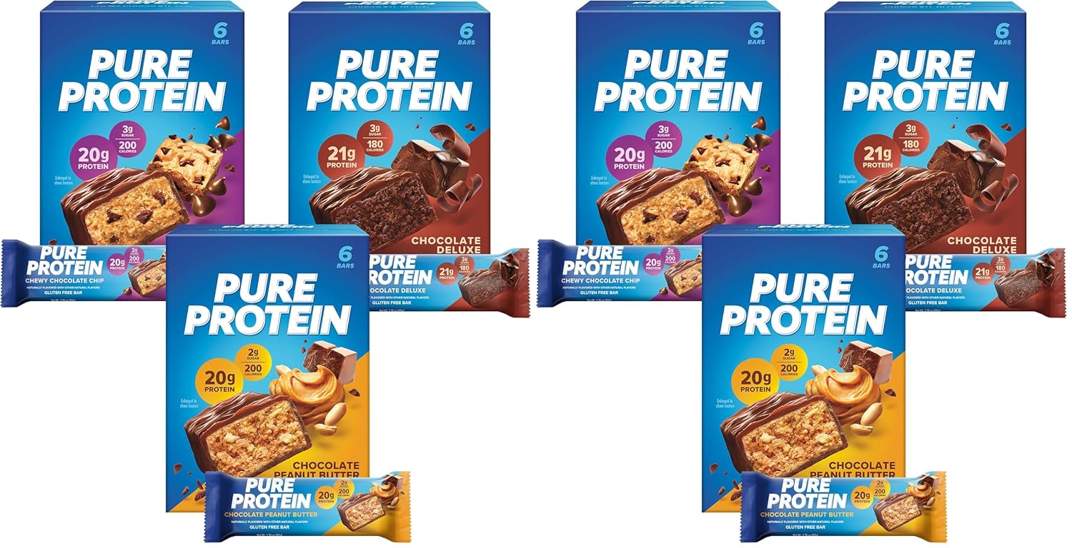Pure Protein Variety Pack Protein Bars, 19g-20g Protein, Gluten Free, 18 Ct